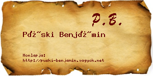 Püski Benjámin névjegykártya